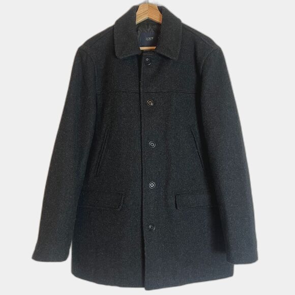 J. Crew Other - J. Crew 100% Wool Men's University Jacket Charcoal Dark Gray Overcoat Size M